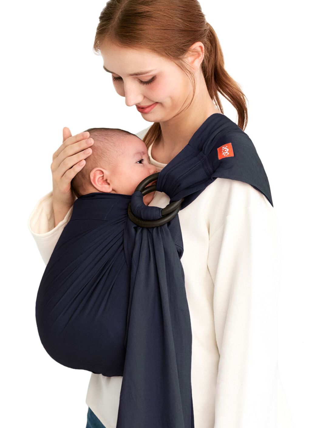 Solid Linen Baby Ring Sling, Navy, hi-res image number 0